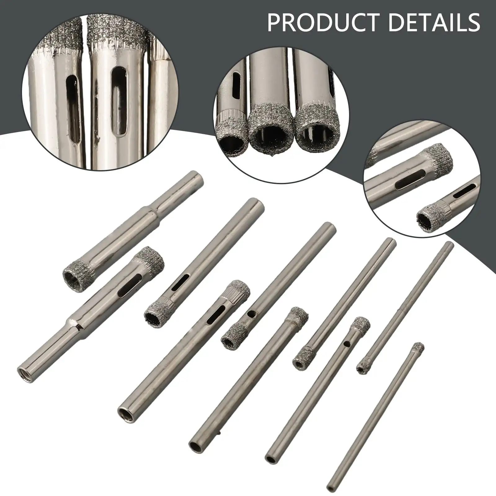 Coated Core Drill Bit Set 10pcs for Glass Marble Ceramic Granite Stone Jade Agate and Semiconductor Drilling Needs