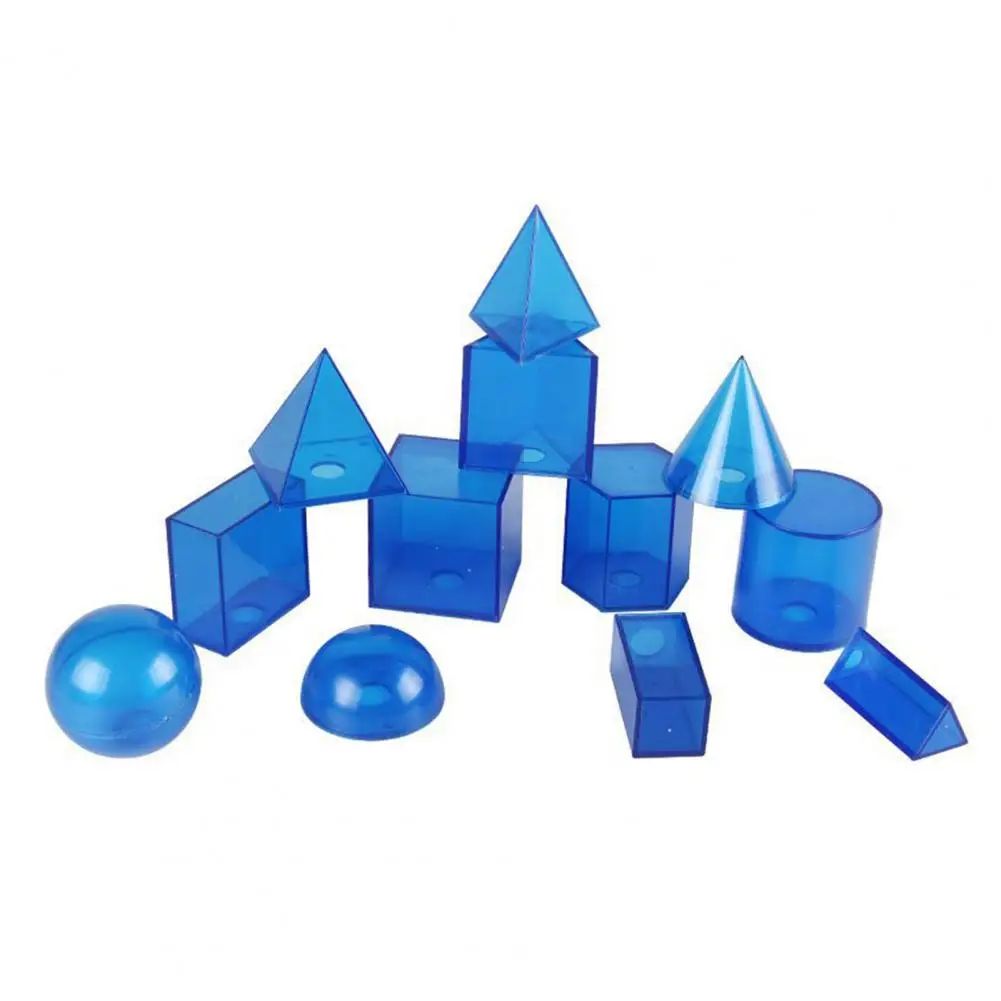 Educational Geometry Toy Educational 3d Geometric Solid Toy Set for Kids Teachers Blue Cylinder Cube Cone Rectangular Triangular