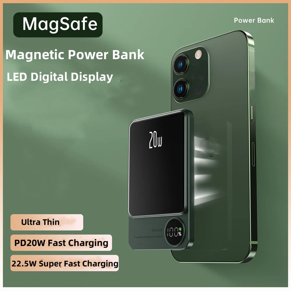 

MagSafe Power Bank USB C 15W Magnetic Wireless Charger Powerbank for iPhone 15 Samsung Xiaomi Portable Induction Charger Station