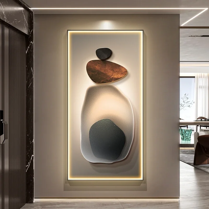 

Modern Crystal Porcelain Art LED Wall Lamp - Abstract Hanging Painting Mural Light for Corridor and Living Room Decor