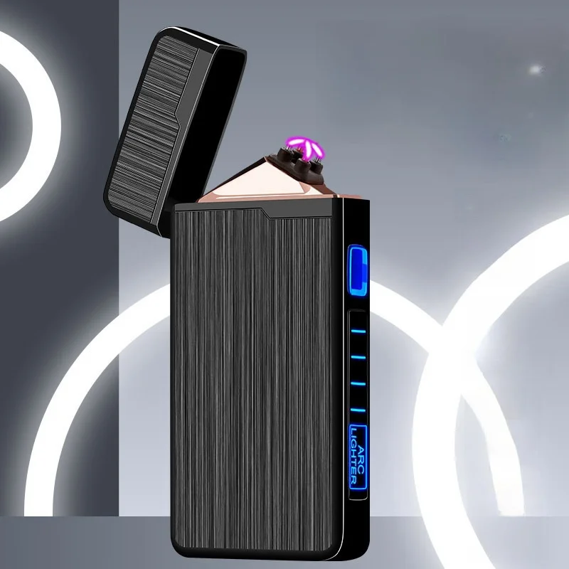 Nowy podwójny łuk pulsacyjny plazmowy USB do ładowania przenośnych wiatroszczelnych metalowych zapalniczka do cygar Outdoor Camping spersonalizowane
