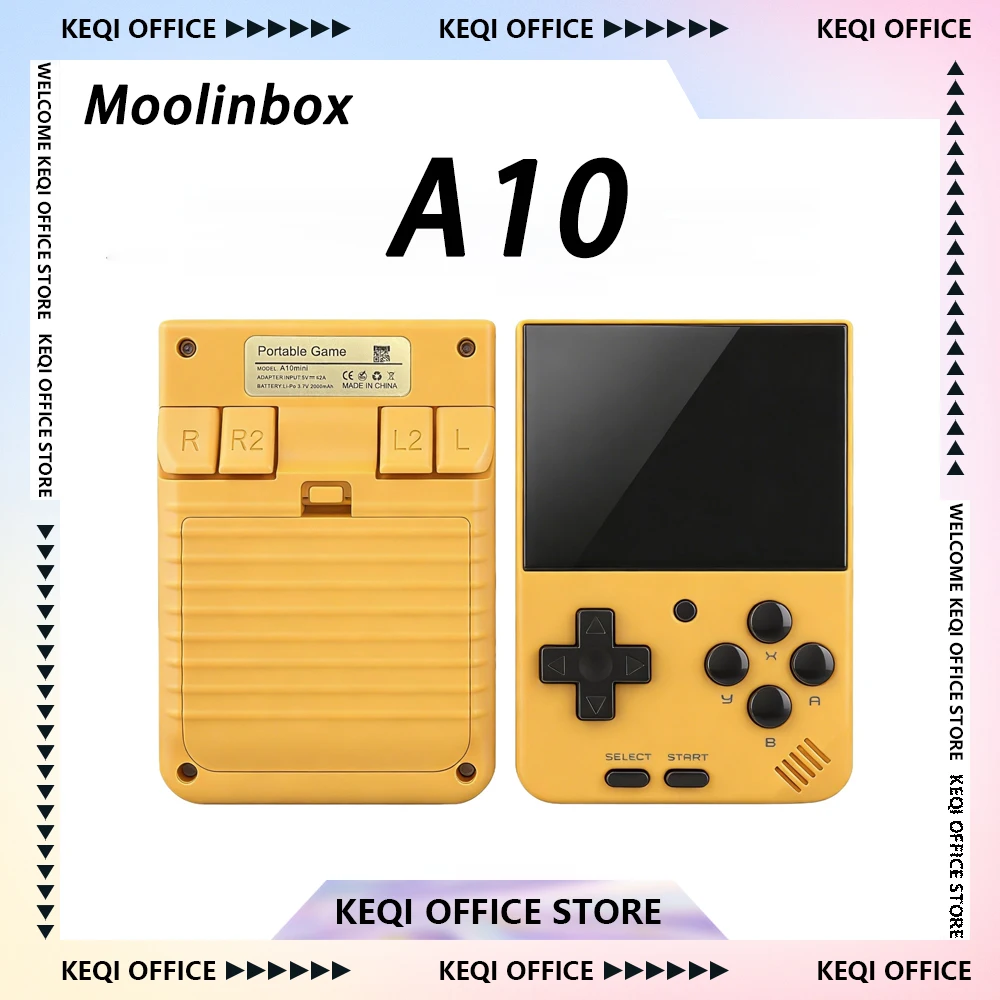 Moolinbox A10 Mini Retro Open Source Game Console Portable Linux 2.8-Inch 640 * 480 IPS 2-Person Online Palm PSP GBA Custom Gift