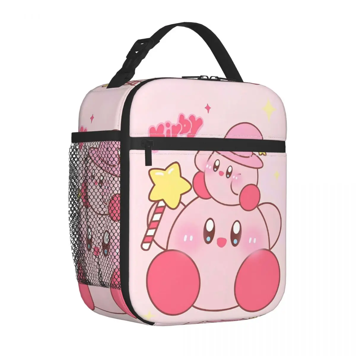 Kirbys Cartoon Games Insulated Lunch Bags Cooler Bag  Meal Container Leakproof Tote Lunch Box Girl Boy School Outdoor