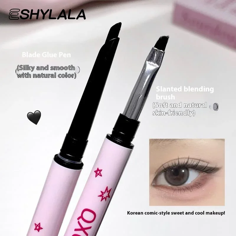 Caneta delineadora de cabeça dupla 2 em 1, natural, fosco, deitado, bicho da seda, delineador em gel, duradouro, preto, marrom, maquiagem para os olhos, ferramentas cosméticas