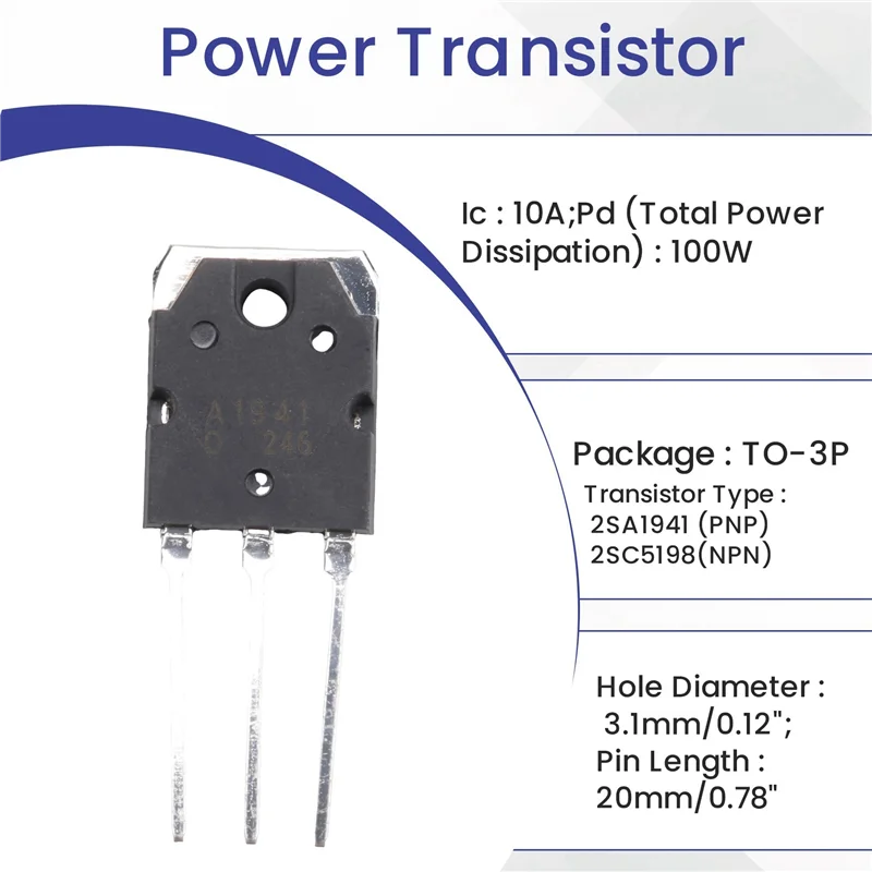 10 ペア A1941 + C5198 10A 200V パワーアンプ シリコン トランジスタ-Y41A
