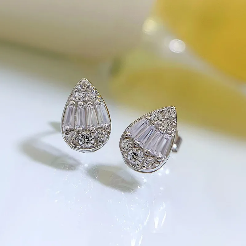 2024 new pure silver 925 geometric water droplet earrings ladder square trendy, stylish, simple and popular accessories