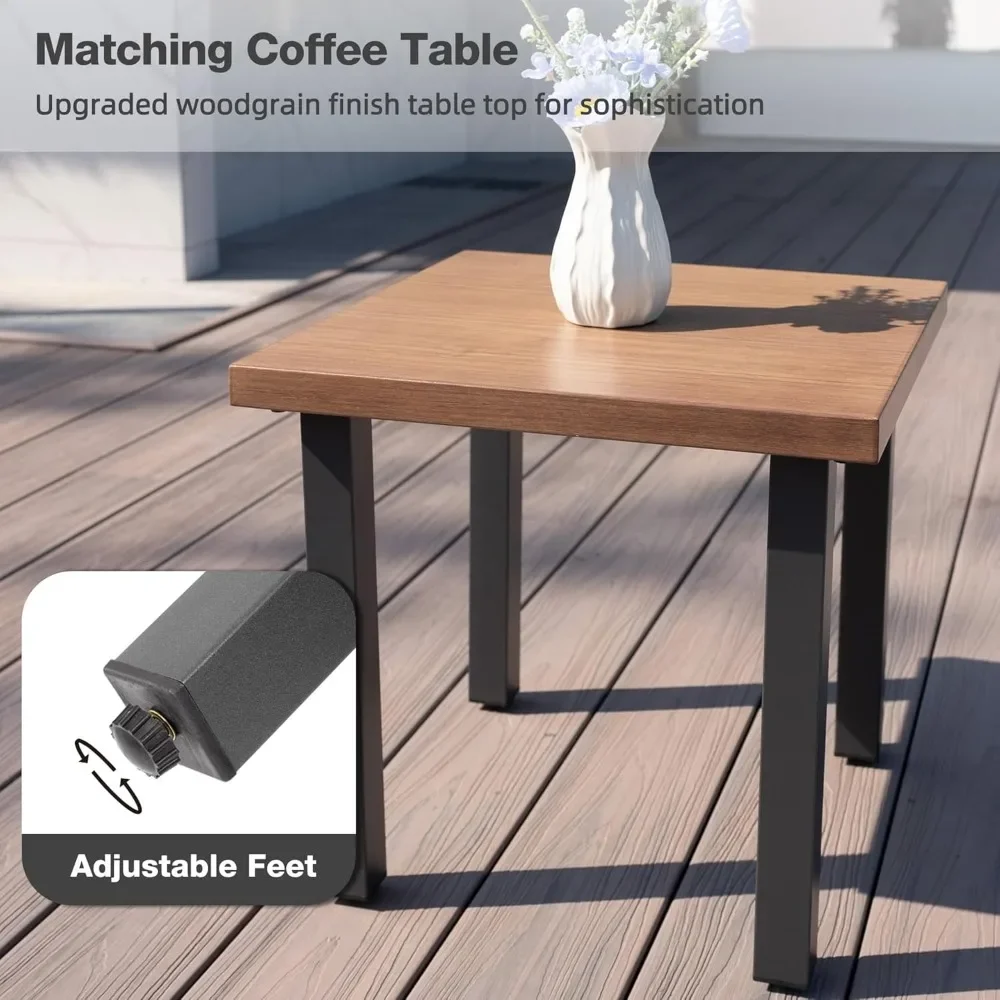 مجموعة كراسي هزازة دوارة للفناء الخارجي، أثاث شرفة الفناء، مجموعة بيسترو خارجية مكونة من 3 قطع طاولة قهوة