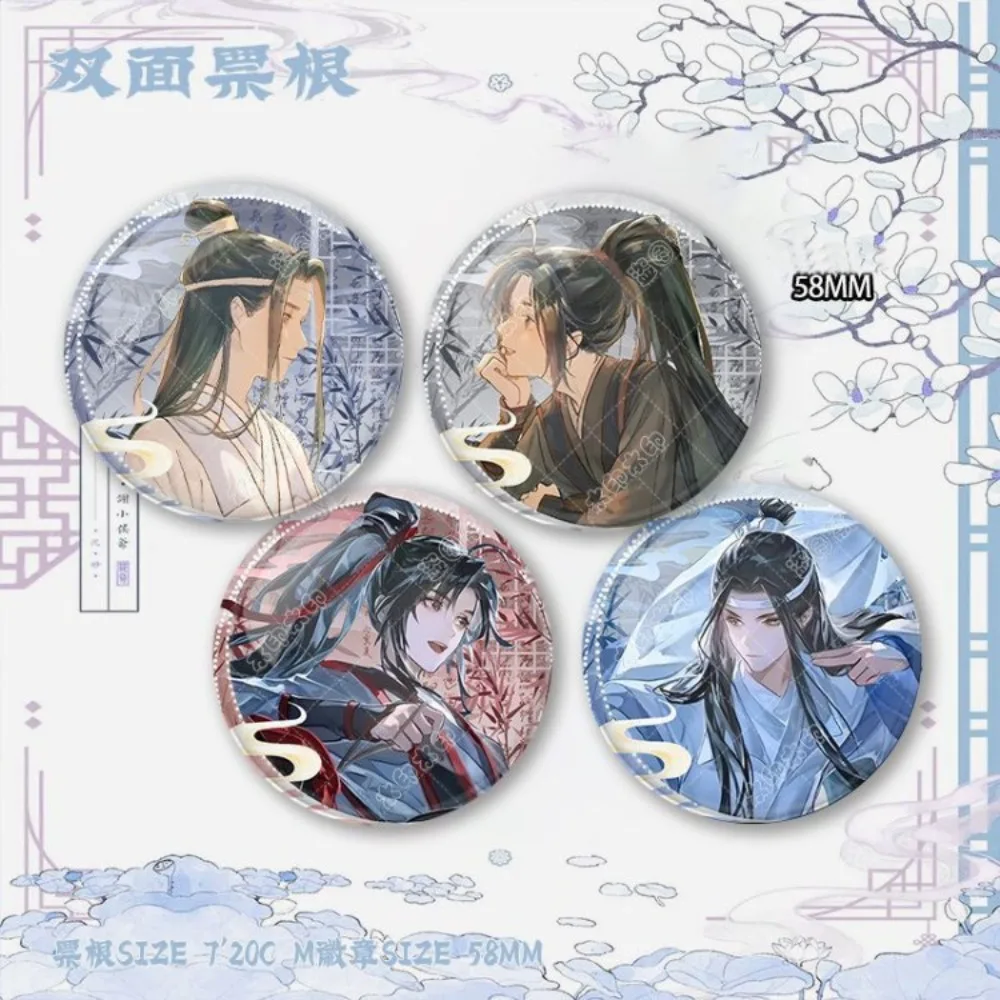 Anime Grandmaster of Demonic Cultivation Wei Wuxian Lan Wangji Tinplate Badge Brooch Pin Cosplay Backpack Jewelry Decoration