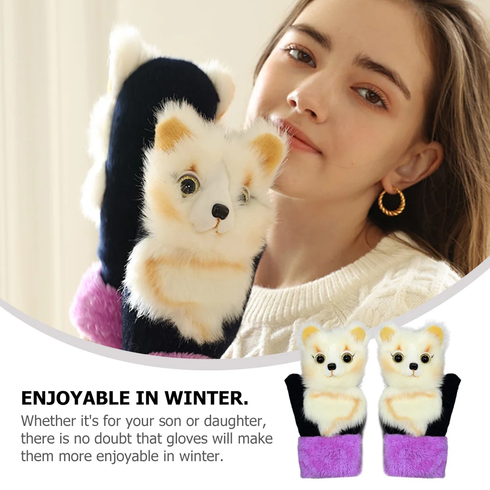 

Пара зимних вязаных перчаток для кошек: теплые, утолщенные, для дома и улицы, портативные, износостойкие, удобные, для путешествий и повседневного использования