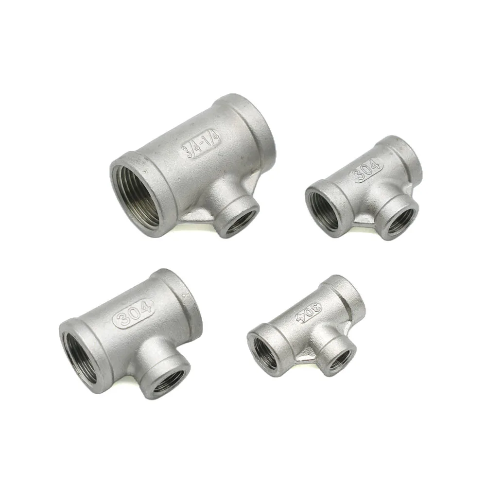 304 Edelstahl BSPT Gewinde Reduzier-T-Stück, T-förmiges Gewinde-Rohrfitting, Reduzier-T-Steckverbinder 1/8~2" DN6~DN50 – Detail 2