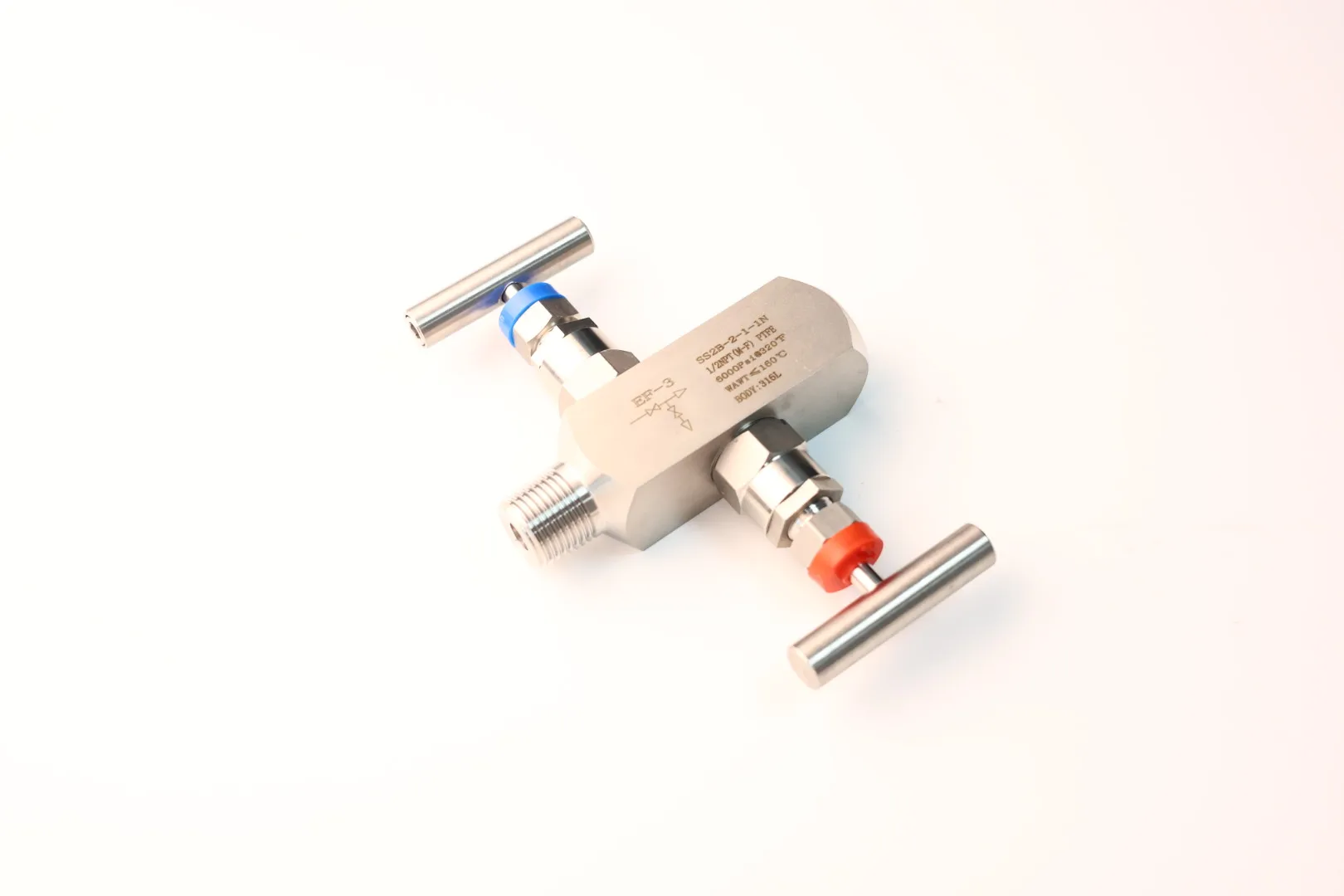 1/2npt Female and Male 6000psi Block and Bleed Pressure Gauge 2 Needle Valve Instrumentation Two Valve Block and Bleed Valves