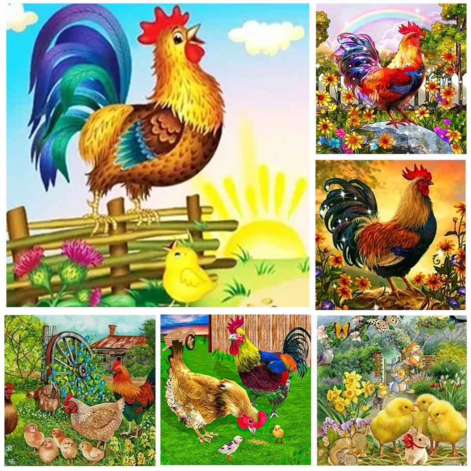 

5D Diamond Painting Chicken DIY Diamond Jewelry Embroidery Cross Embroidery Animal Mosaic Flower Craft Home Decoration Gift