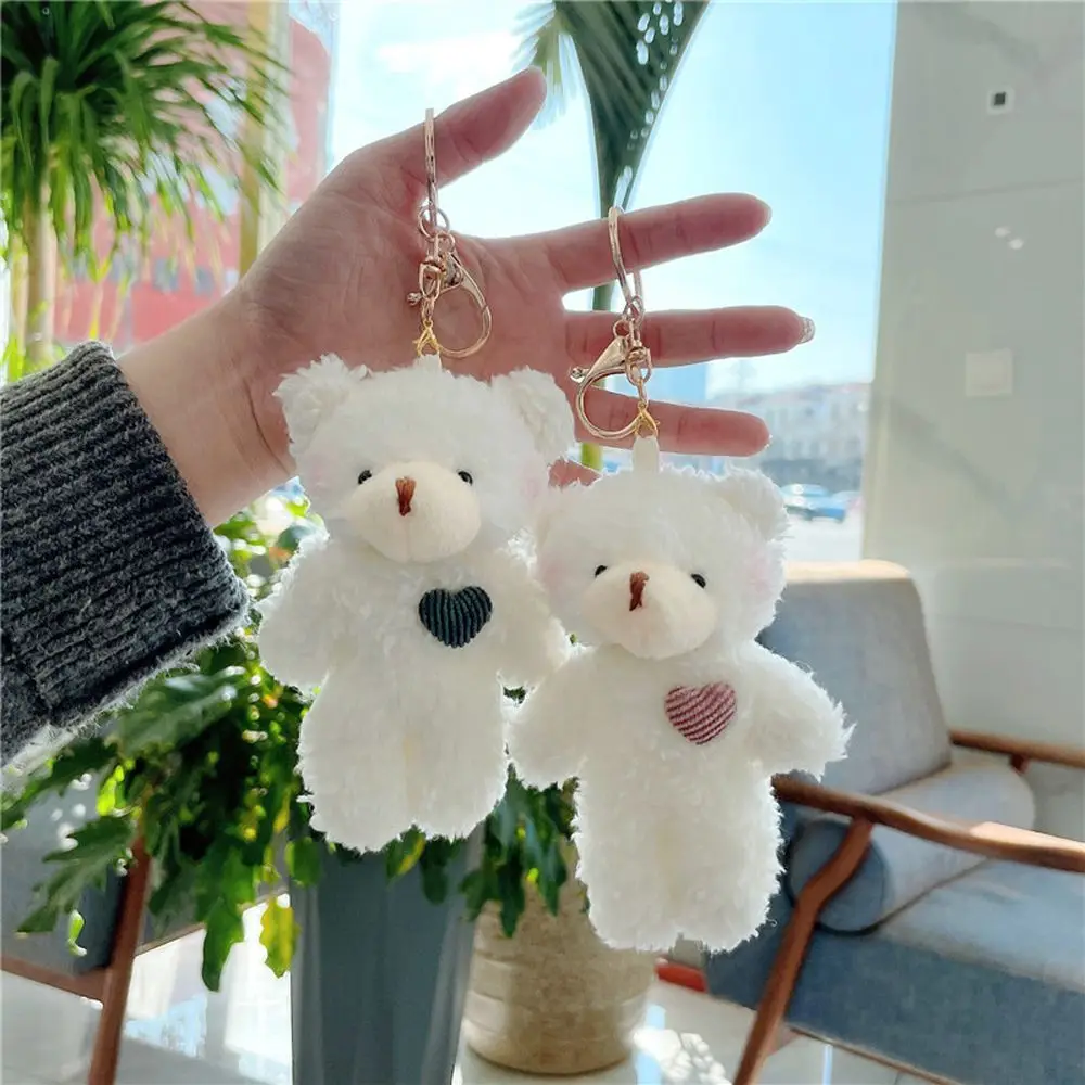 11cm Kawaii Mini Cute Bear Rabbit Dog Plush Keychain Toys Soft Cotton Key Chain Toy for Girls and Kids Plush Doll Unzip Toy