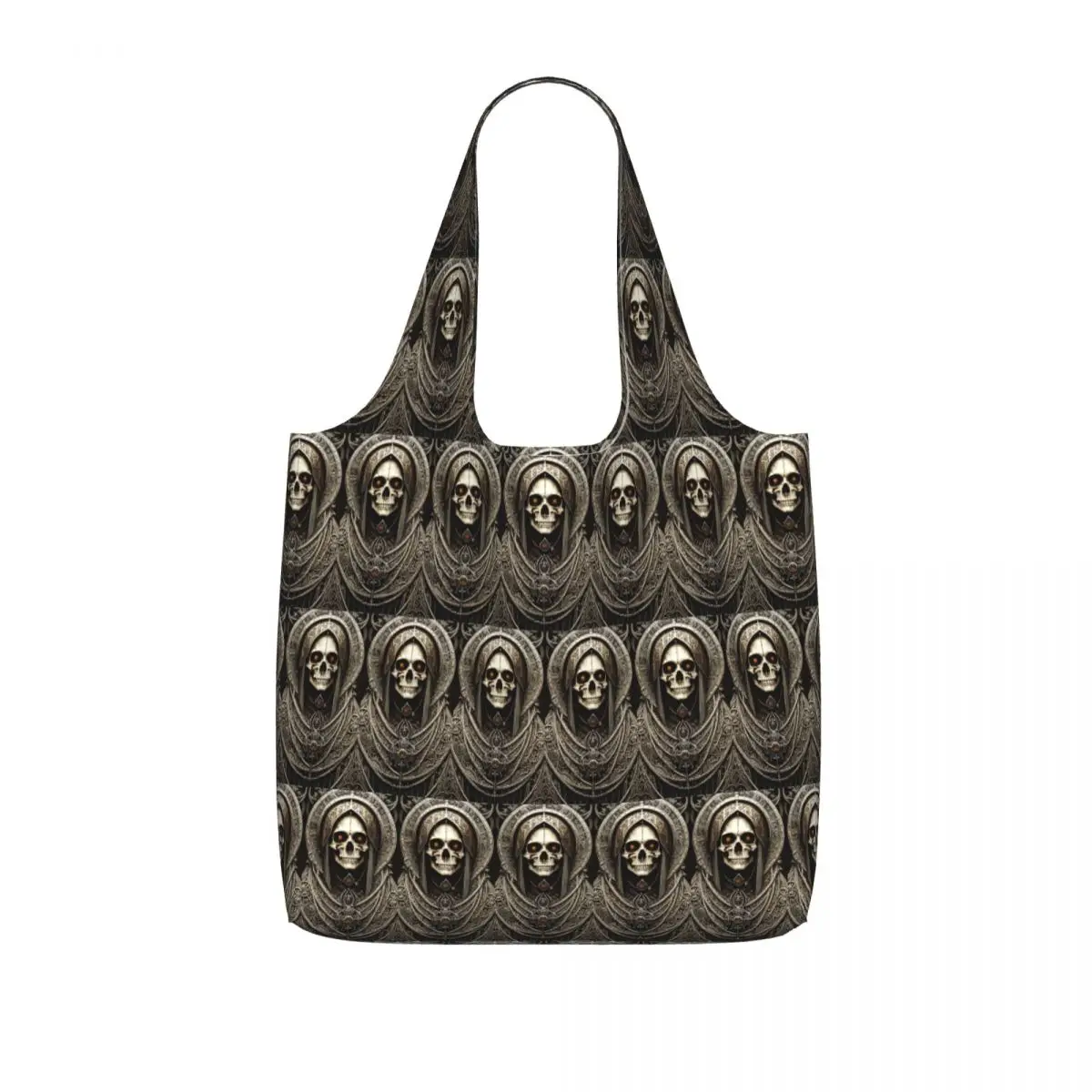 Santa Muerte Saint Death Goth Mexican Muertos Skull Shopping Tote Bag Canvas Shoulder Bags Shopper Grocery Handbag for Women