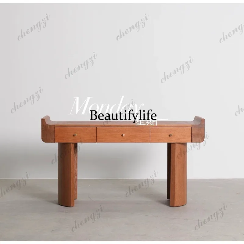 French retro style all solid wood desk home workbench computer desk