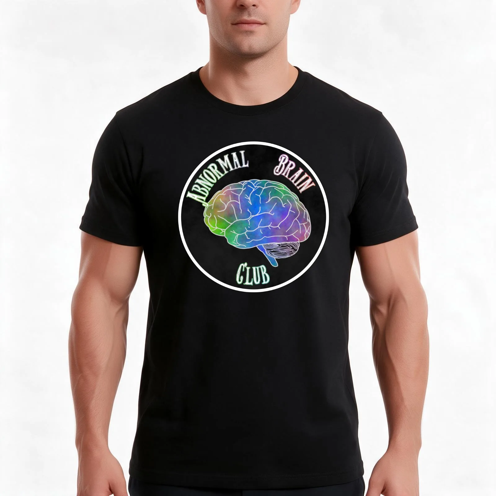 Abnormal Brain Club T-Shirt Summer Casual Cotton Tee Oversized Streetwear Tops Vintage Graphic Print Loose Fit Short Sleeve
