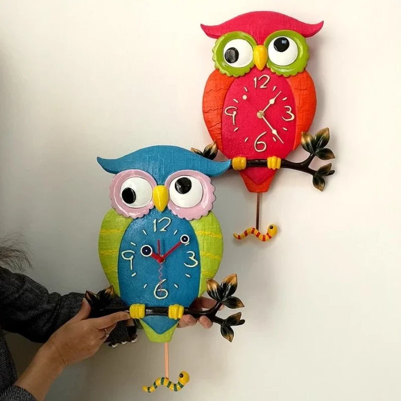 Creative Owl Wall Clocks Living Room Noctilucent Wall Watch Bedroom Silent Pendulum Clock Modern Home Decoration Accessories