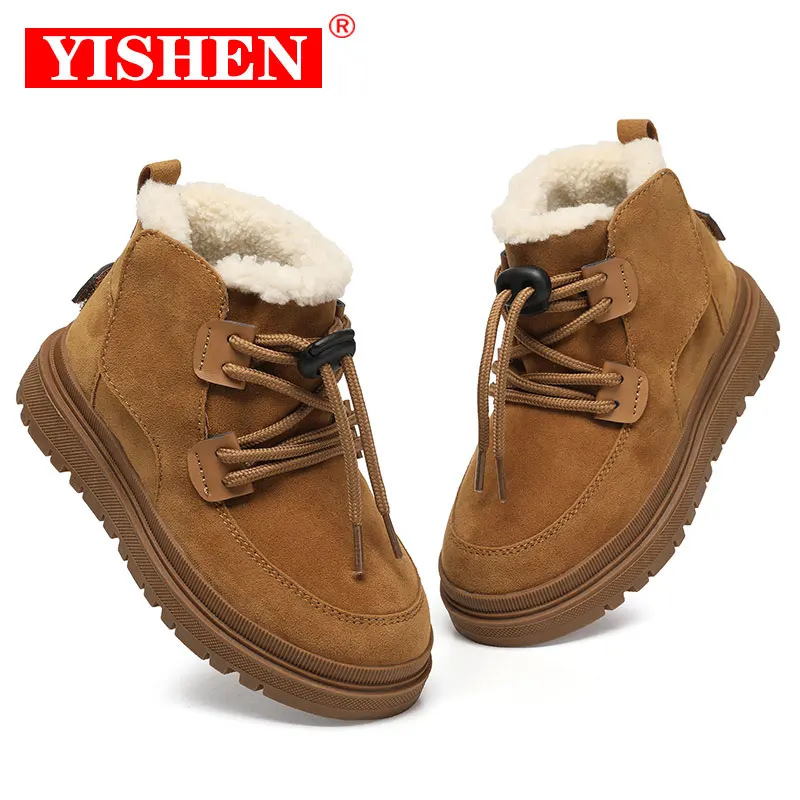 

YISHEN Snow Boots Kids Winter Children Shoes Warm Anti-slip Short Booties Boys Girls Winter Shoes Suede Plush Botas De Nieve