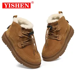 YISHEN stivali da neve bambini inverno scarpe per bambini caldo antiscivolo stivaletti corti ragazzi ragazze scarpe invernali pelle scamosciata peluche Botas De Nieve