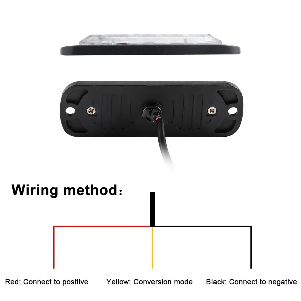 Luz estroboscópica de advertencia lateral para coche y camión, barra de luz intermitente para rejilla, lámpara de baliza, luz de tráfico blanca, amarilla ámbar, 12V-24V, 4LED
