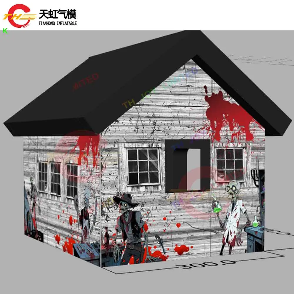 Frete rápido personalizado inflável assustador temático casa assombrada tenda inflável casa assombrada crianças casa fantasma para o dia das bruxas