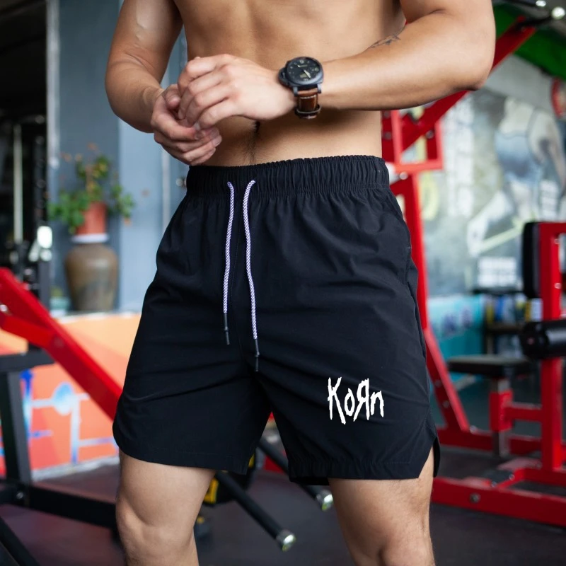 KORN Men\'s Hot Shorts Light Thin Short Running Pants Squats Men Fitness Gym Suits Quick Dry Men\'s Shorts With Drawstring