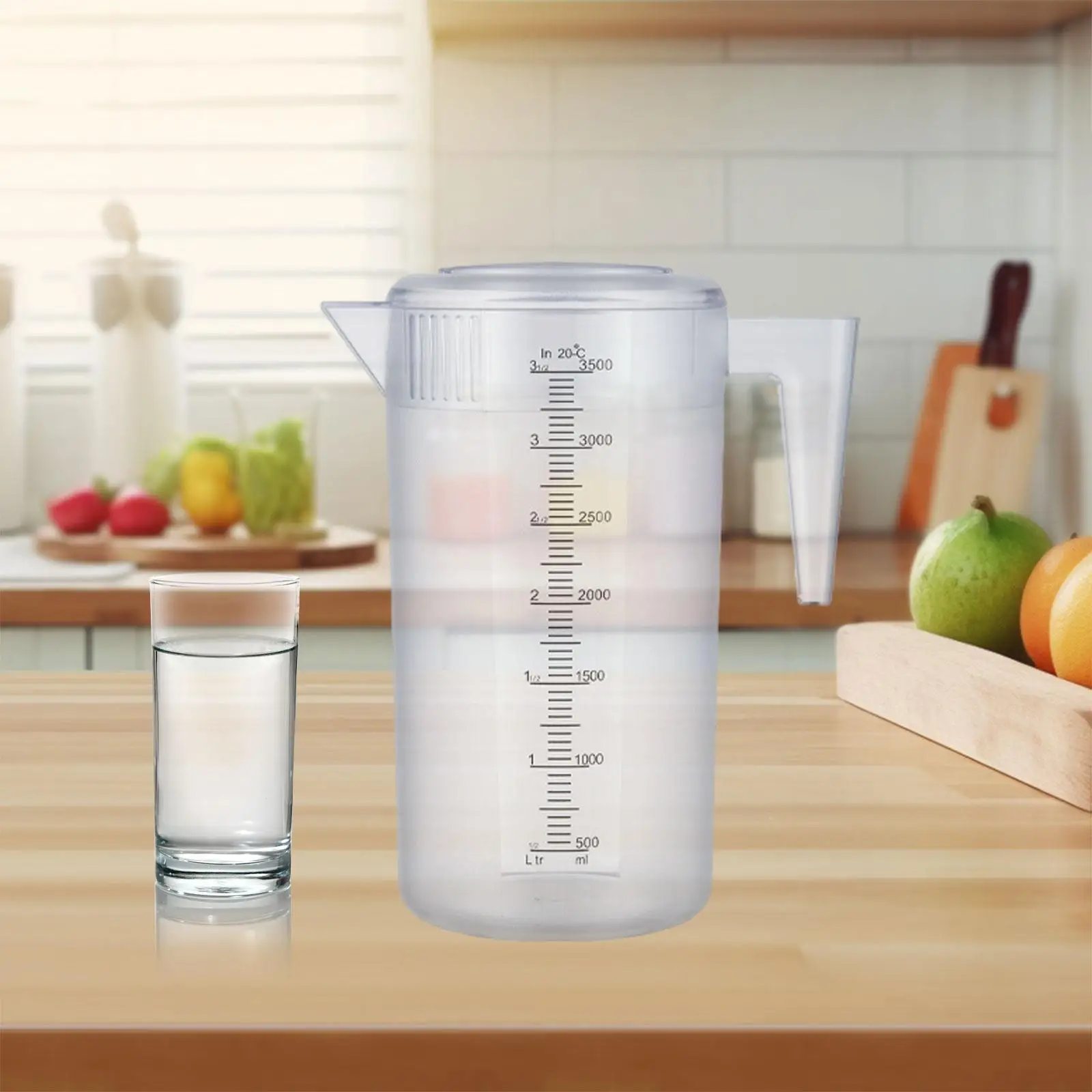 Wide Mouth Water Jug with Handle Heat Resistant Fridge Pitcher for Lemonade Iced Tea Juice Large Capacity Household Use