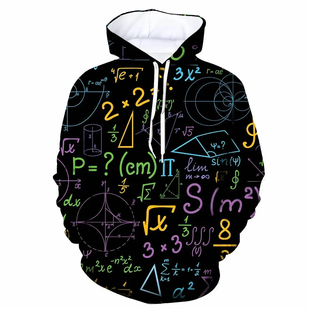 Nowa formuła naukowa matematyka 3D bluzy z nadrukiem mężczyźni kobiety śmieszne bluzy z kapturem swetry oversize Y2k dresy topy odzież dziecięca