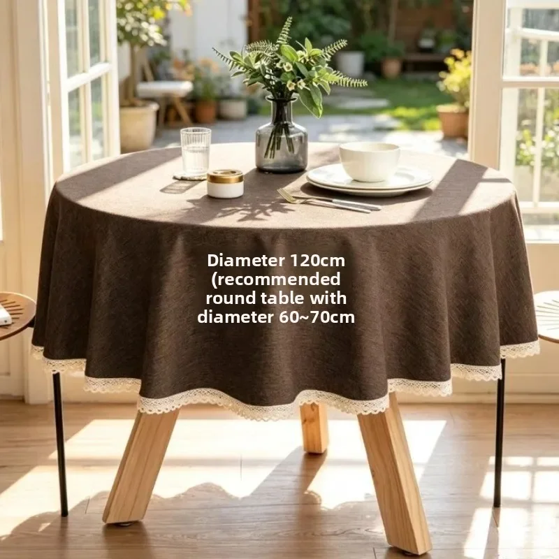 Large round Tablecloth Imitation Cotton-Like Linen Waterproof Oil-Resistant Hotel Restaurant Windproof Dining Table Cover