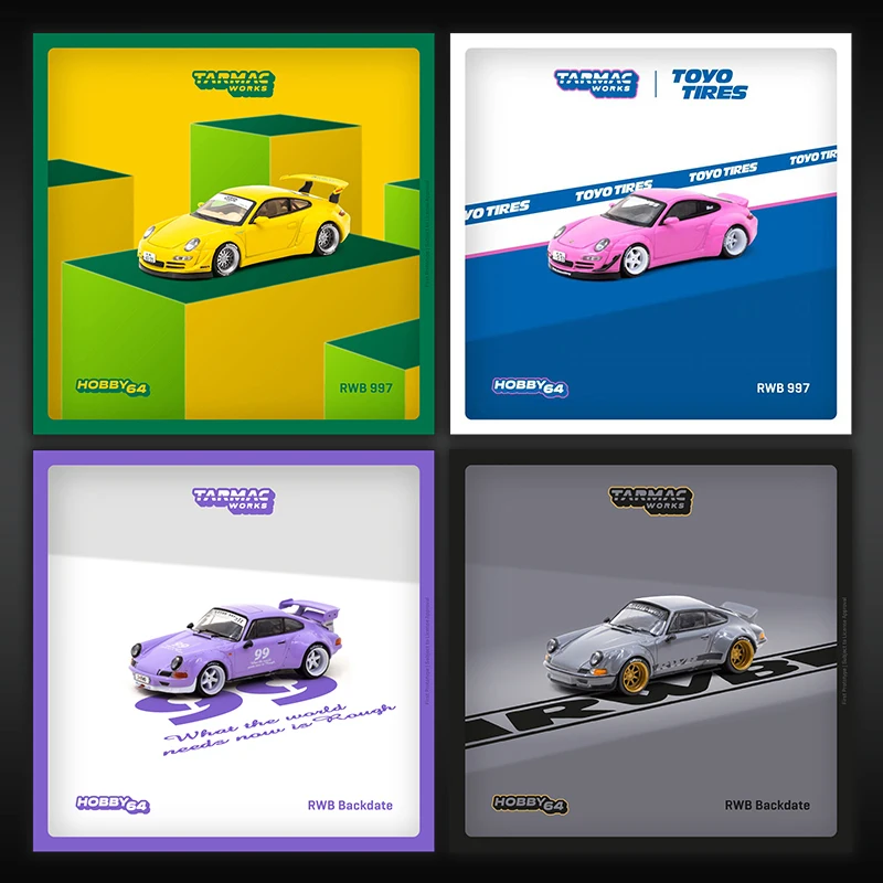 

TW In Stock 1:64 RWB Backdate Violetta 997 Pink Diecast Diorama Car Model Collection Toys Tarmac Works