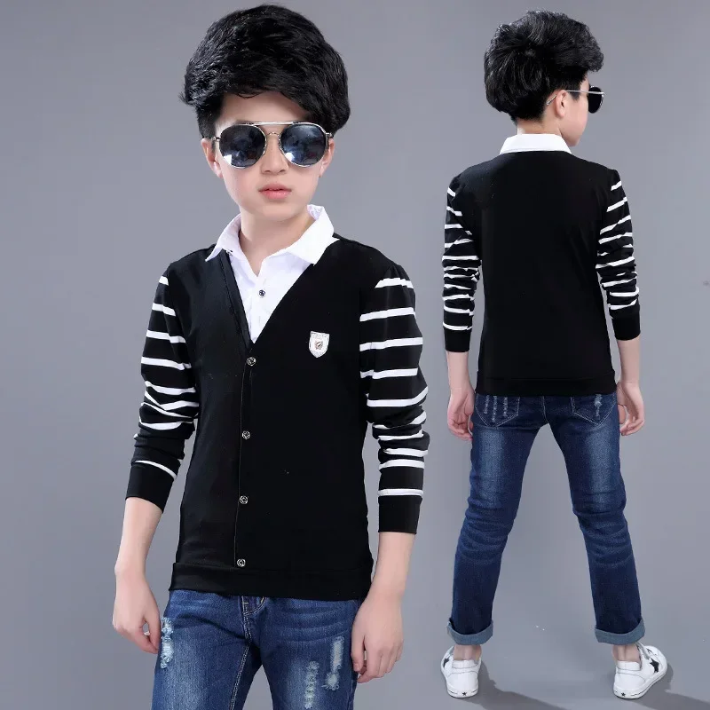 cotton Boys T Shirt Toddler Infant Kids Baby Boys Striped Long Sleeve Tops T-shirt Kids Roupa Menino Back to School Outfits 12