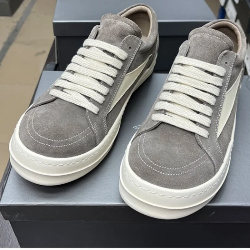 الرجال العلامة التجارية عارضة منخفضة أعلى رمادي الجلد المدبوغ أحذية مصمم جودة الشرير القوطية أزياء الصيف منصة شقة النساء حذاء رياضة حجم كبير 48 #1