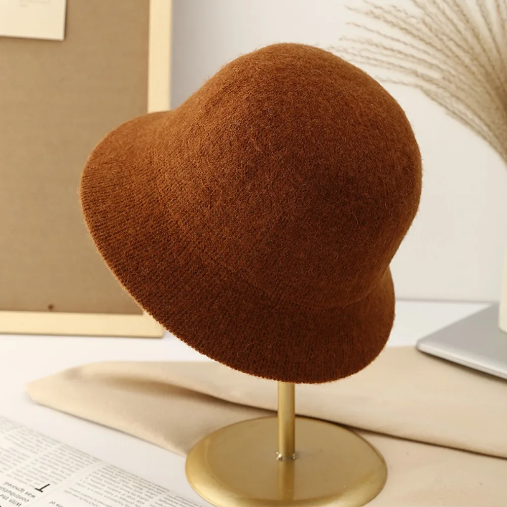 Retro Winter Women Bucket Hats Solid Color Wool Felt Fisherman Cap High Quality Keep Warm Dome Wool Hats Panama Caps