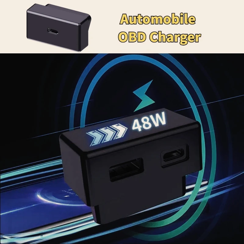 For Tesla BMW, AUDI, Benz Universal Hidden OBD Charger USB 18W Type-C PD30W OBC Docking Station Fast Charger Car Accessories
