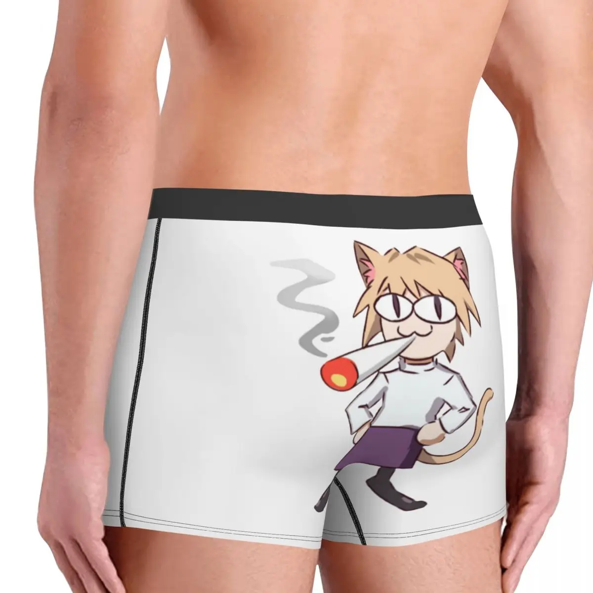 Custom Sexy Male Fashion Neco Arc Smoking Underwear Anime Tsukihime Cat Girl Boxer Briefs Stretch Shorts Panties Underpants