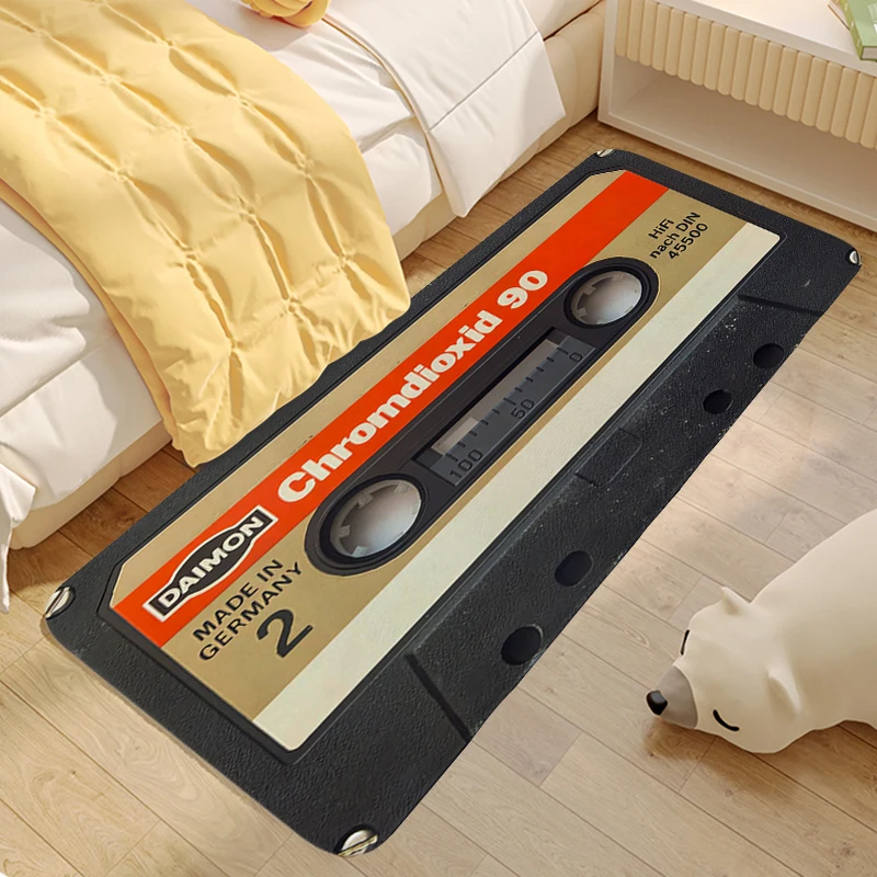 

Vintage Cassette Music Tape Bathroom Rug Digital Print Foot Mat Doormat Entrance Door Carpet for Bedroom Room Decorating Items