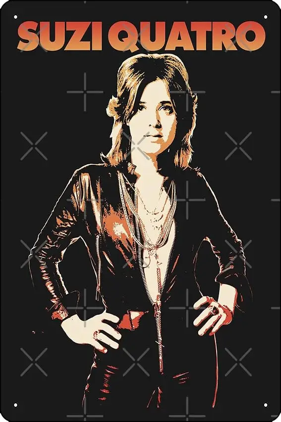 Suzi Quatro Glam Rock Poster Metal Tin Sign 12 X 8 Inch Funny Man Cave Home Office Bar Decor