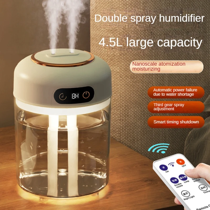 USB Humidifier Diffuser Cool Mist Humidifier With Atmosphere Light 4500Ml For Spa Home Office