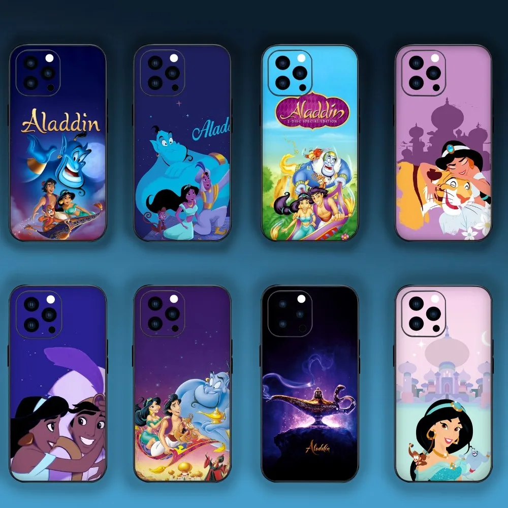 MINISO Cuet Aladdin Movie Phone Case For Samsung S24 S23 S22 S21 S20 Plus Ultre Note S20 FE Black Case