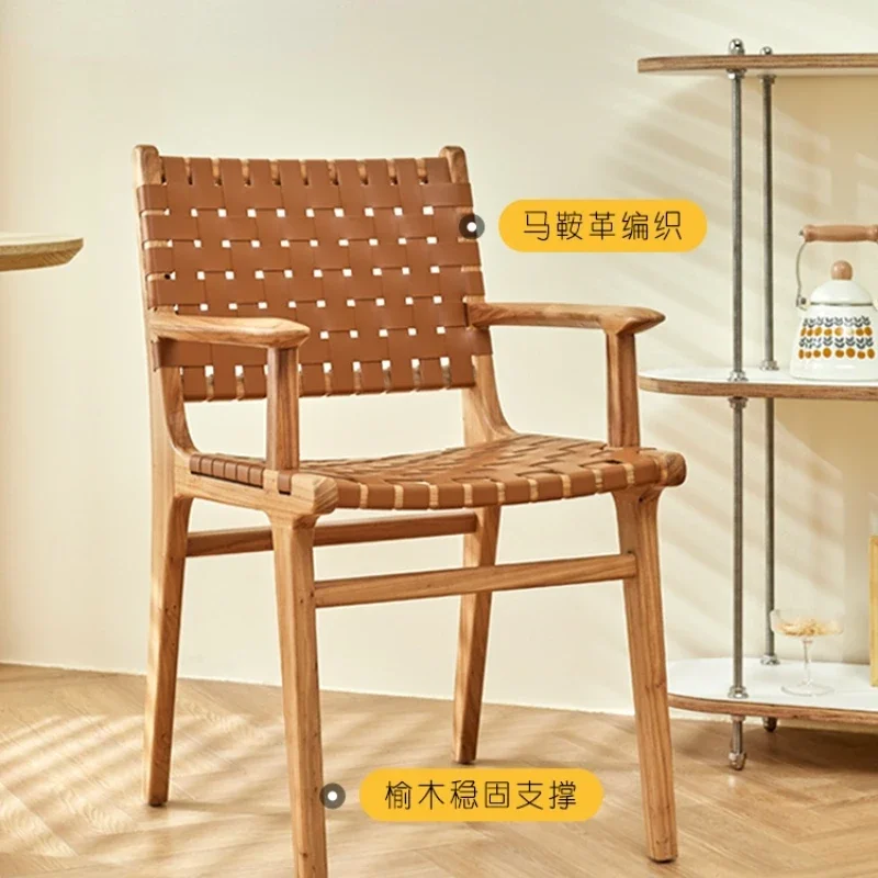 

Simple and Light Luxury Retro Backrest Saddle Chair Home Dining Chair Nordic Solid Wood Makeup Chair