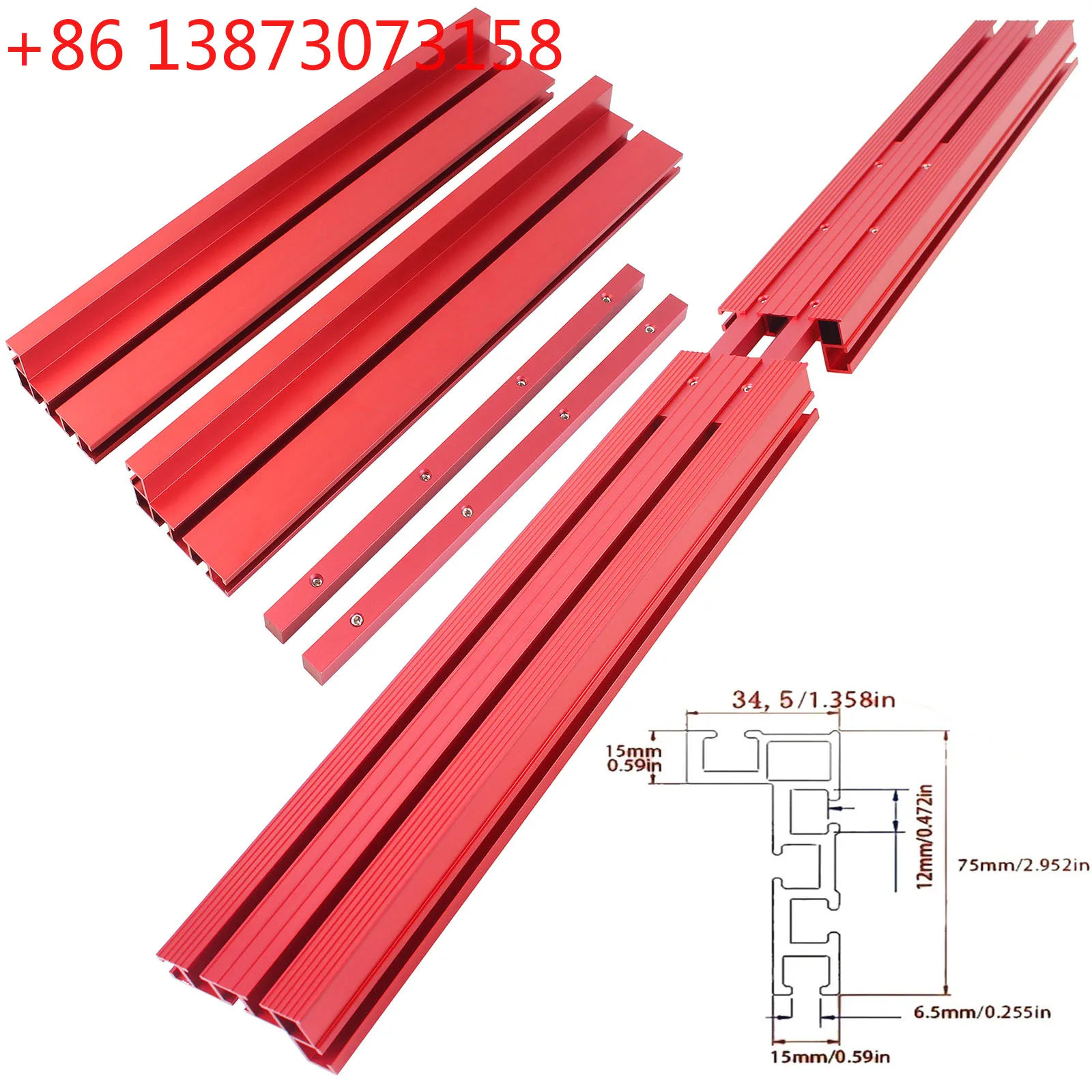1Set 80cm Splicing Fence with Connecting Strips, Router Table Fence Aluminum T-Track Table Saw Profile Fence Woodworking Fence