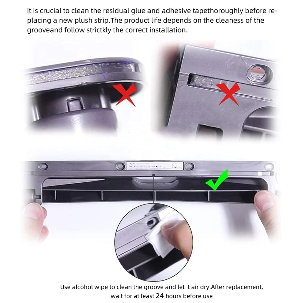 Strisce di peluche + ruote a rullo di ricambio per Dyson V15 V10 Slim V12 Parti di ricambio per aspirapolvere sottili Strisce di feltro a testa sottile