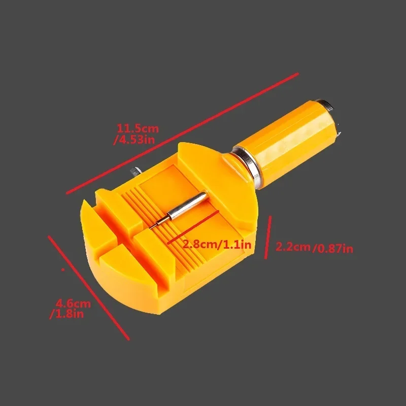 Orologio Bank Link Pin Remover orologio strumento di dimensionamento del braccialetto dispositivo di rimozione dei cinturini dell'orologio da polso con 5 pezzi di ricambio T4714