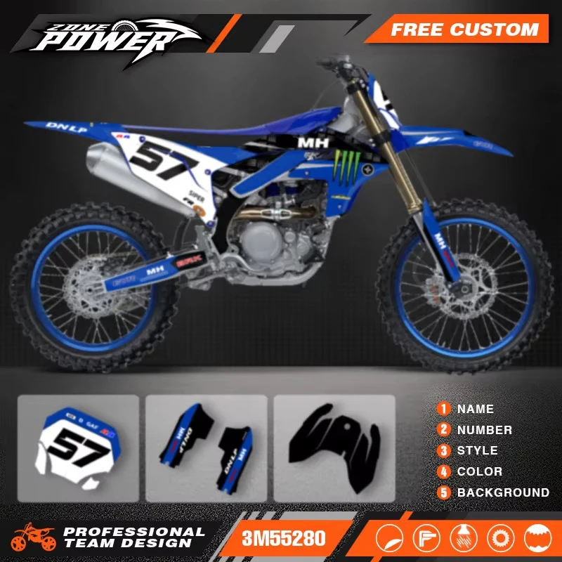 Powerzone For Yamaha YZF450 2023-2025 YZF250 2024 2025 2026 Motorcycle Graphics Decals Sticker Number Name Background Custom 06