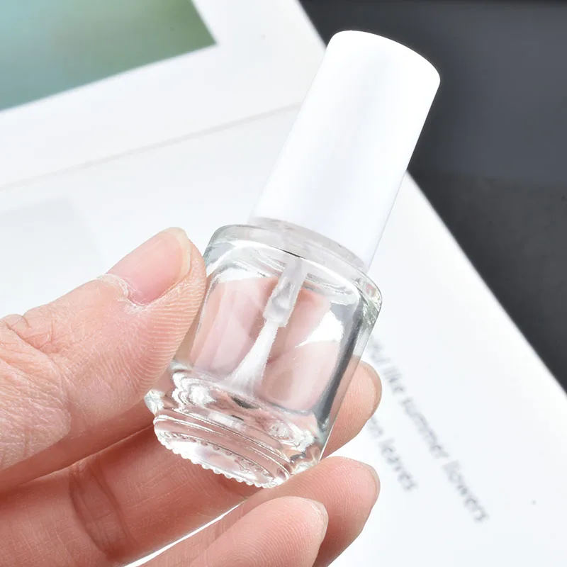 Newest 10pcs/lot 5ml/cc Empty Glass Nail Polished Oil Bottles With White Cap With Brush Cosmetic Nail Oil Container Wholesale