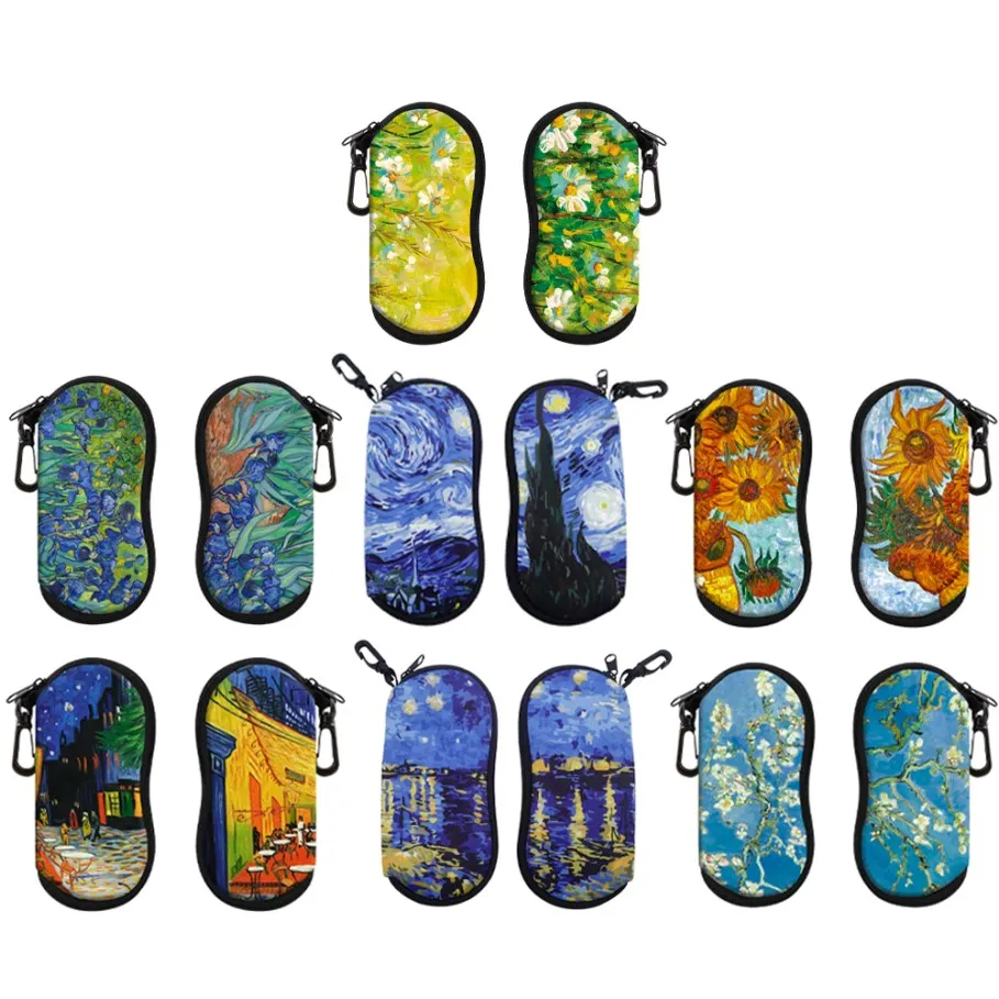 Van Gogh Collection Shell Glasses Bag Unisex Fashion Sunflowers Eyeglasses Case Sunglasses Protector Box 1pc