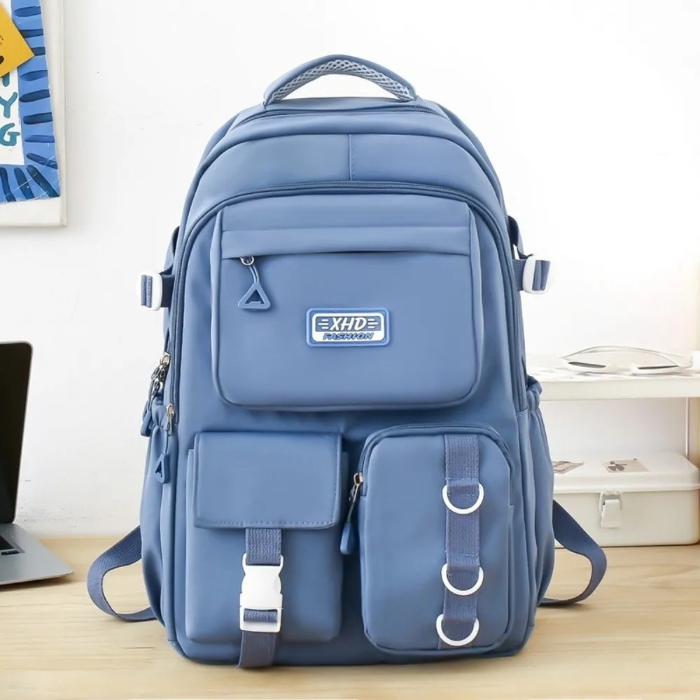 Nylon-Schulrucksack mit großer Kapazität, verstellbaren gepolsterten Schultergurten, Laptop-Fach, wasserabweisend, mehrere Taschen – Detail 9