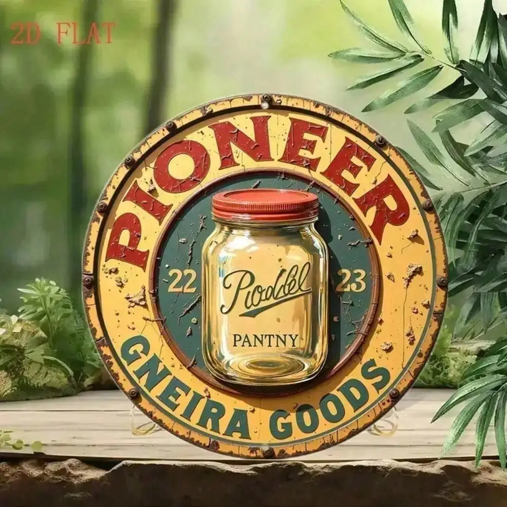 CIFBUY Pioneer Brand Vintage Mason Jar Wall Decor Farmhouse Rustic Metal Sign Distressed Aluminum Art For Kitchen