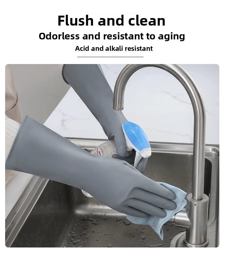 Reusable Thickened Nitrile Cleaning Gloves, Latex-Free Waterproof Household Gloves for Dishwashing & Laundry