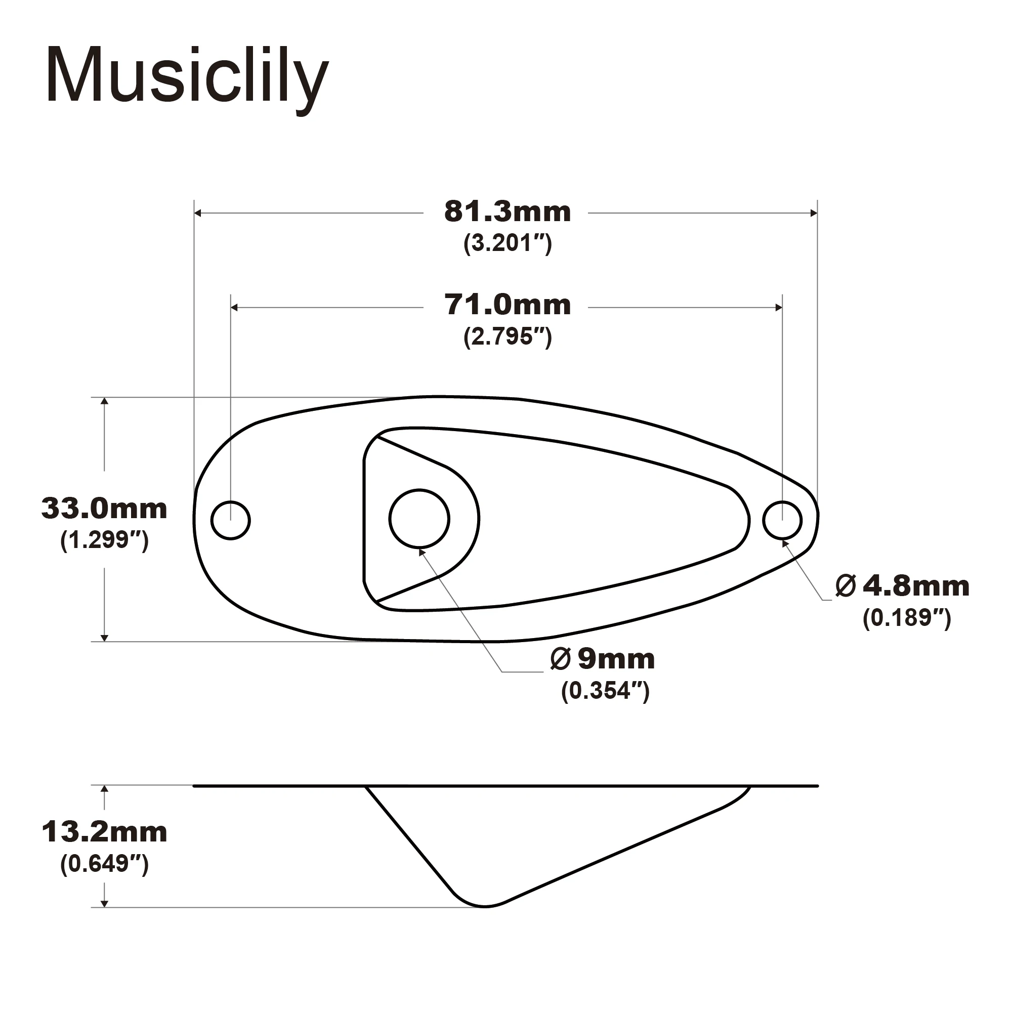 Musiclily Basic Steel Boat Style Electric Guitar Output Jack Plate (Set of 2)
